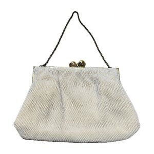 VTG Leo Miller PARIS Bridal Wedding Vintage Elegant White Beaded Clutch Bag